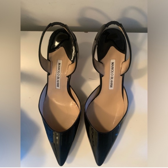 Authentic MANOLO BLAHNIK Patent Leather Slingback Heels - Picture 4 of 4